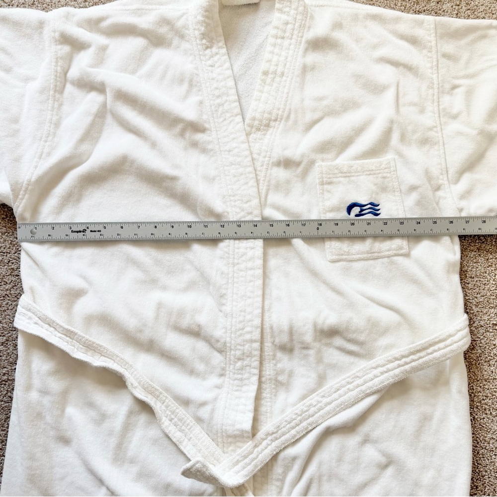 Princess Cruises Long Robe Tie Belt Cotton One Size Embroidered White Comfy - Picture 11 of 12